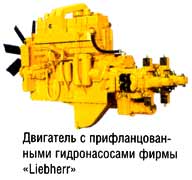 Двигатель с прифланцованными гидронасосами фирмы «Liebherr»